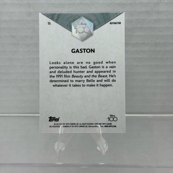 Disney Topps Chrome 2023 Disney 100 Gaston Beauty and the Beast Refractor - Picture 5 of 5